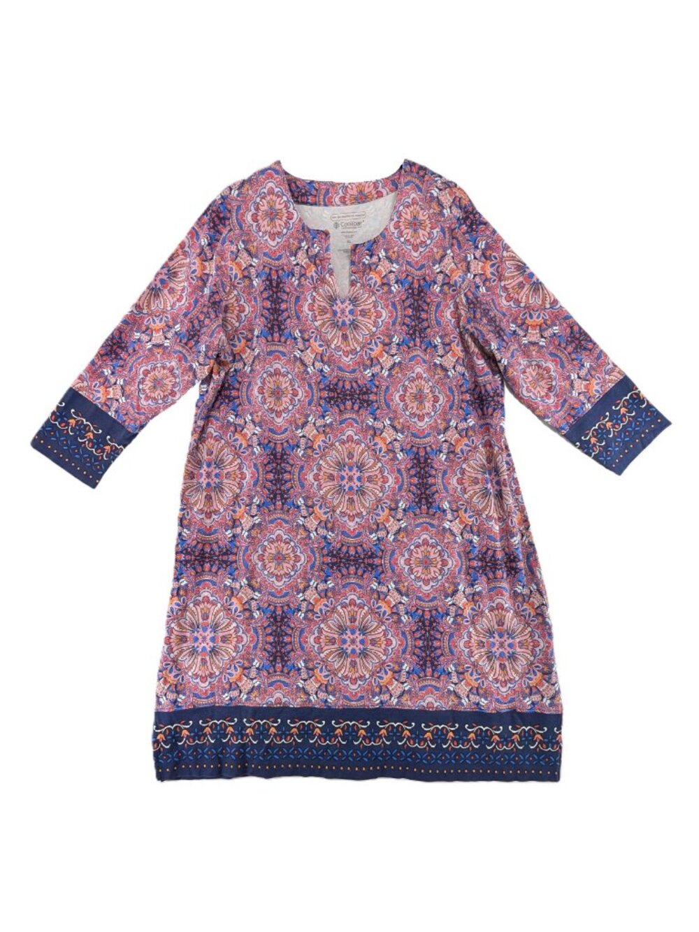Coolibar Oceanside Tunic Dress Womens Size XL Mandala UPF50 Floral Jersey Knit